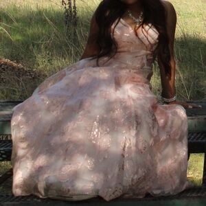 Rose gold/ light Pink Formal prom dress